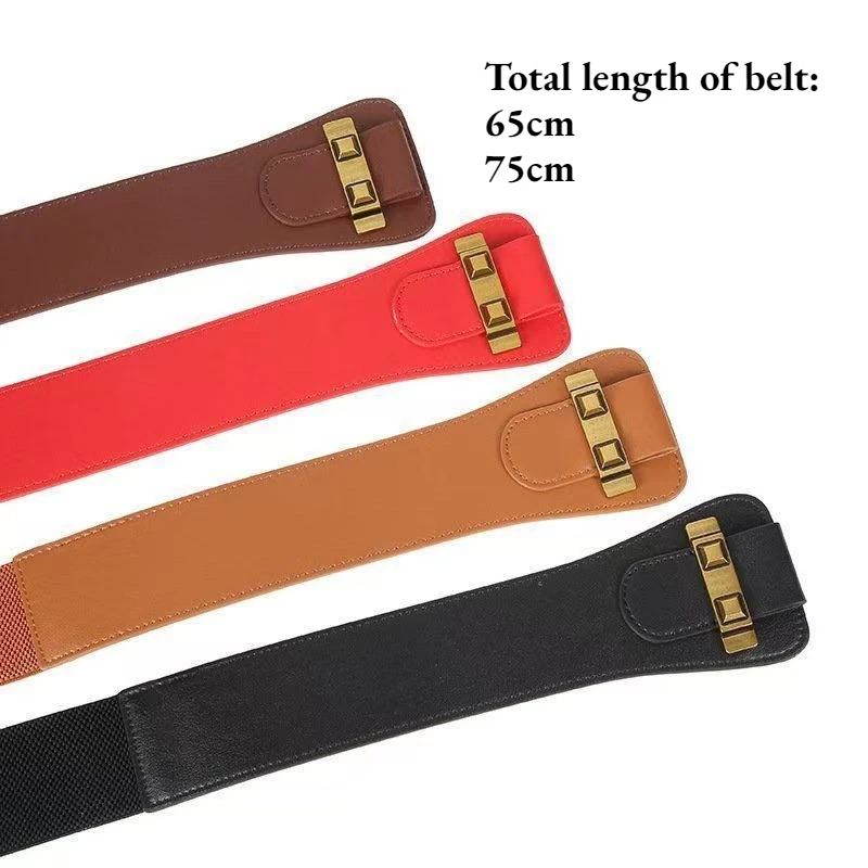 حزام عريض أحمر للسيدات مزخرف من Cummerbunds المرنة لمعطف التنورة، إكسسوارات عتيقة لختم الخصر الأسود للنساء والرجال #5