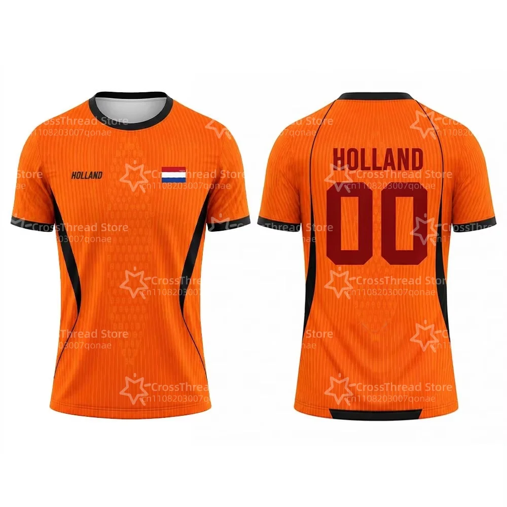 Netherlands Flag Print Jersey Summer New Outdoor Sports Breathable T-Shirt Men's And Women's Casual Sports Training Soccer Tee