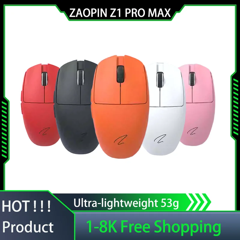 ZAOPIN Z1 PRO MAX PAW3950 Gaming Mouse Tri-Mode Wireless Bluetooth 8K 26000DPI 650IPS Lightweight 53g Small Medium Hands Laptop