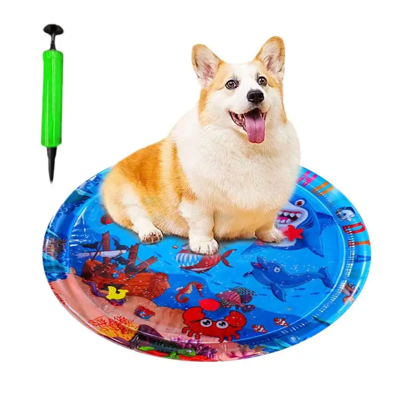 

Cats Dogs Pet Cooling Mat Thickened Inflatable Water Mats With Fish Sea Ocean Theme Sensory Toy Portable Sofa Floor Pets Toys