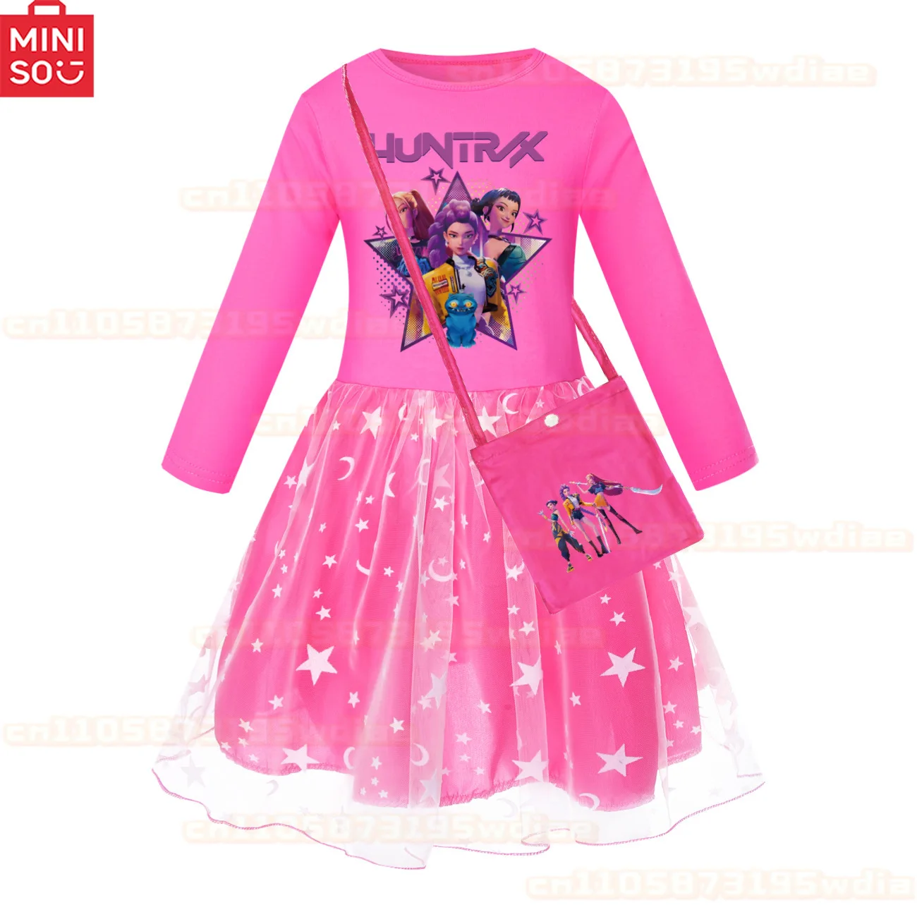 

KPop Demon Hunters Kids Clothes Long Slevess Dresses Cotton Rainbow Full Dress Teen Fashion Girl's Clothing Party Clothes 3-12Y