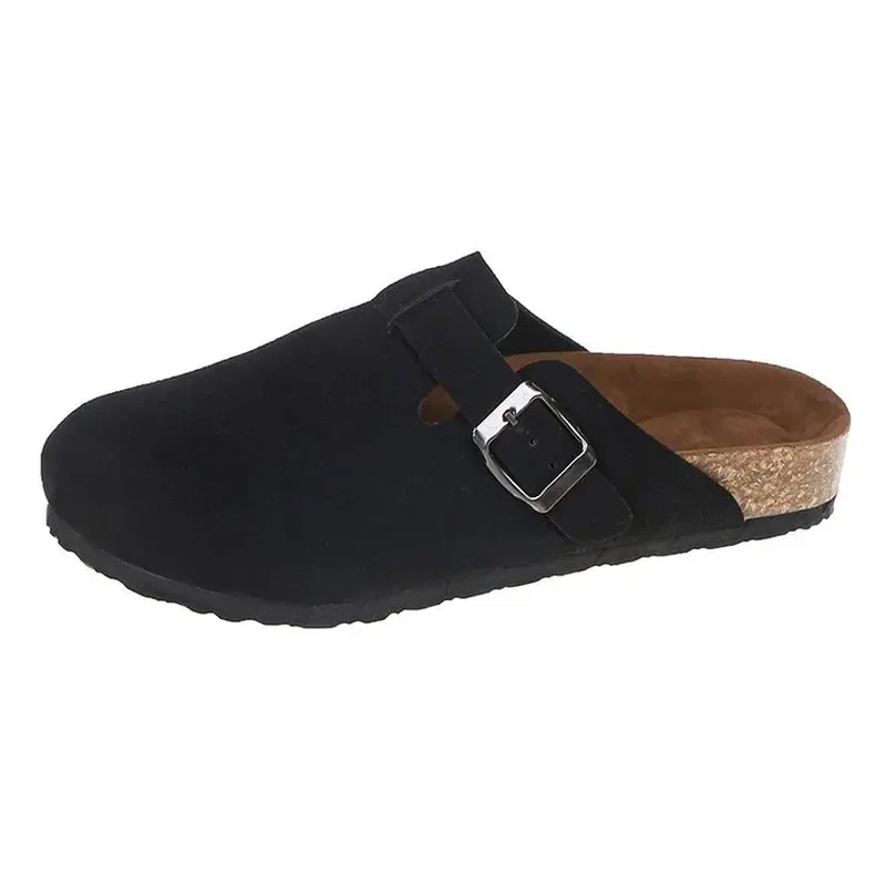 Zapatillas de gamuza para hombre y mujer, zuecos con plantilla de corcho, sandalias con soporte para el arco, toboganes de playa al aire libre, zapatos para el hogar