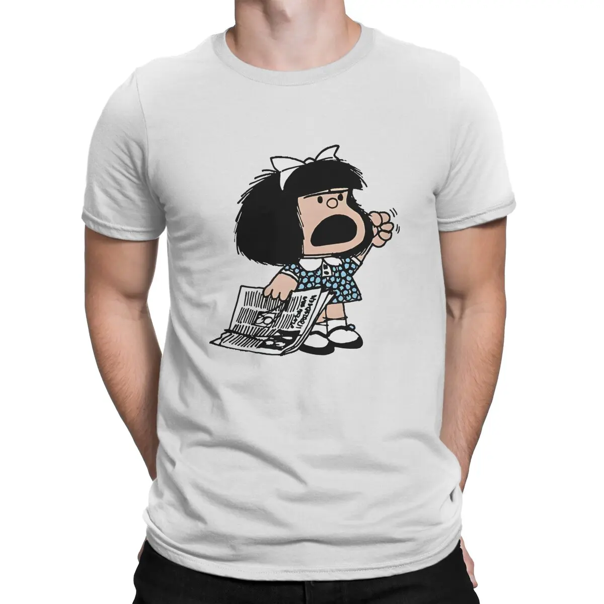 MAFALDA Angry T Shirt Grunge Men Tees Summer Clothing Polyester O-Neck TShirt