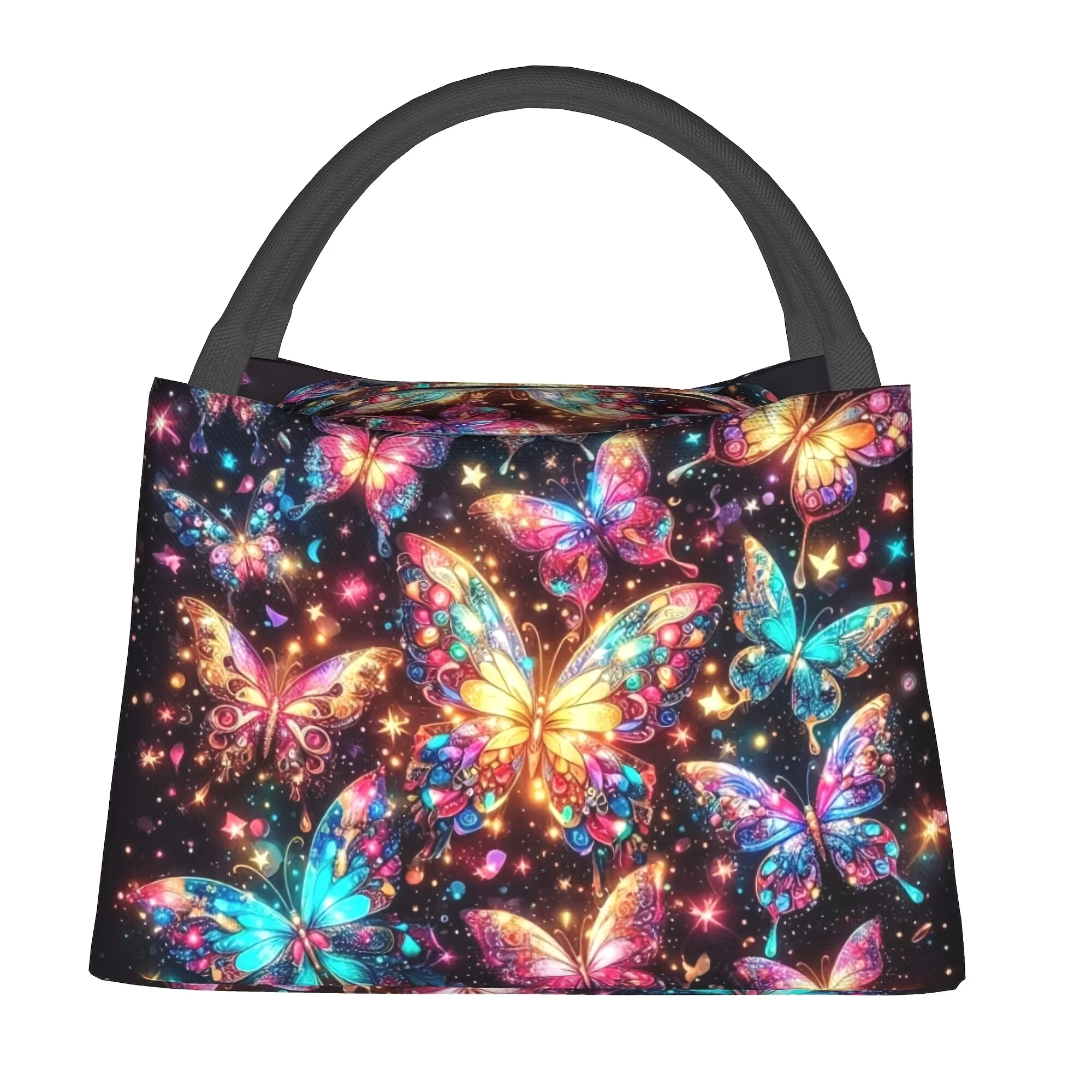 Colorful Butterfly Insulated Lunch Tote Bag for Men Women Camping Picnic Office Outdoor Use