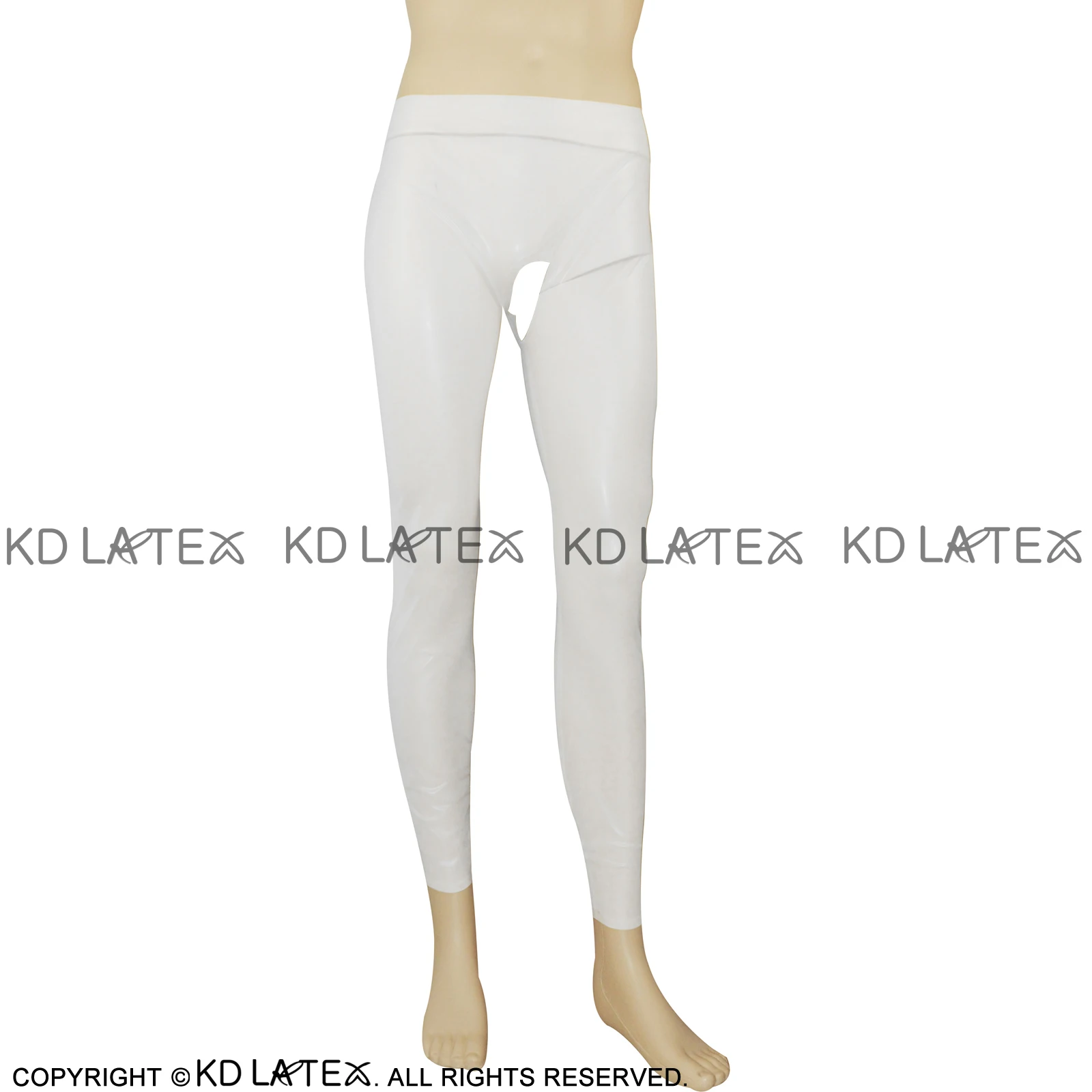 

White Sexy Latex Leggings With Crotch Open Rubber Pants Trousers Bottoms CK-0018