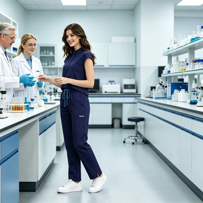 Stand Up Collar, Big Cuffs, Brushed Gloves, Solid Color Nurse Uniform, Medical Work Uniform, Multi Scene Medical Uniform