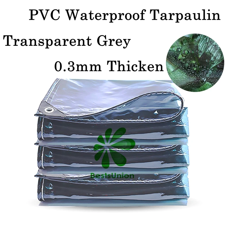 

0.3mm Grey Transparent PVC Tarpaulin Summer Outdoor Sunscreen Waterproof Awning Garden Courtyard Succulents Plastic Raincloth