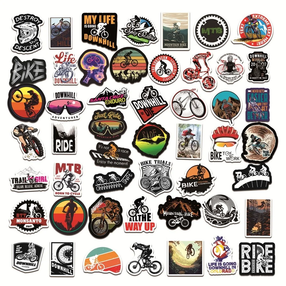 50/100pcs Cool Racing Bicycle Mountain Bike Stickers Graffiti MTB Vinyl Decals Skateboard Car Sticker Kids Gift Waterproof