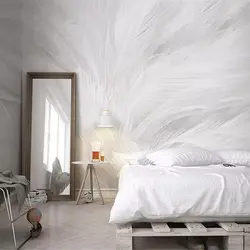 Peintures murales d'art de Bergame peintes à la main, peinture murale 3D personnalisée, plume blanche minimaliste moderne nordique, salon, mur de fond TV