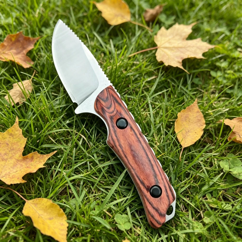 

High-quality Kitchen & Picnic Meat Cutting Straight Knife Portable Outdoor Hiking Camping Fishing EDC Knives with Leather Sheath