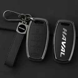 Alloy Leather Car Key Case Cover for Haval Jolion H6 Dargo F7 H9 2015 2021 2022 2023 Smart Key Cover Keychain Car Accessories