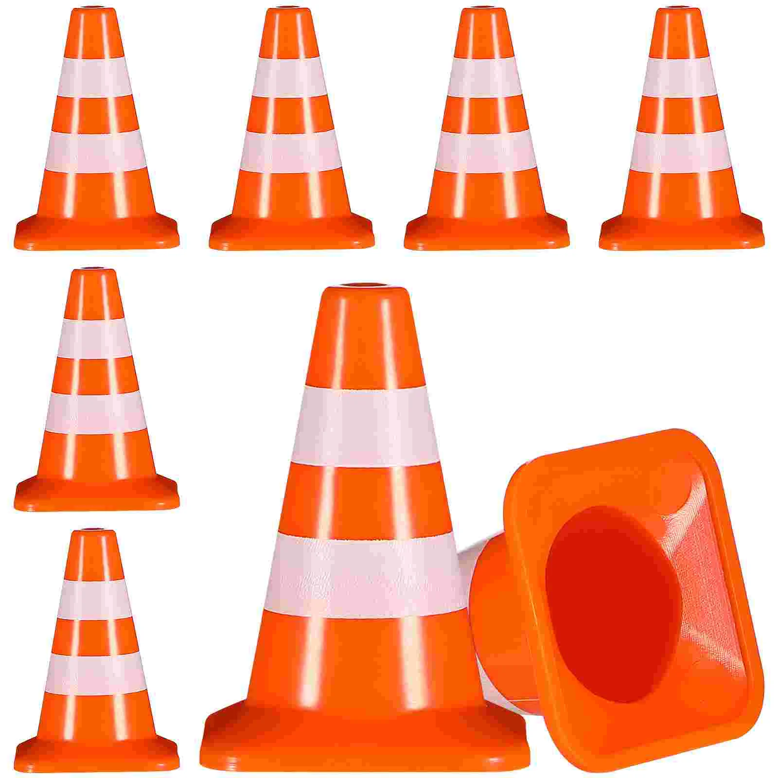 

7 Pcs Roadblock Sand Table Model Miniature Traffic Cones Small Signs Plastic Toys Construction Abs Ornaments Baby Child