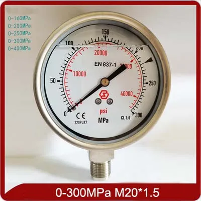 300Mpa 250Mpa 200Mpa High Pressure Impact Resistant Stainless Steel Pressure Gauge 160Mpa Pressure Gauge