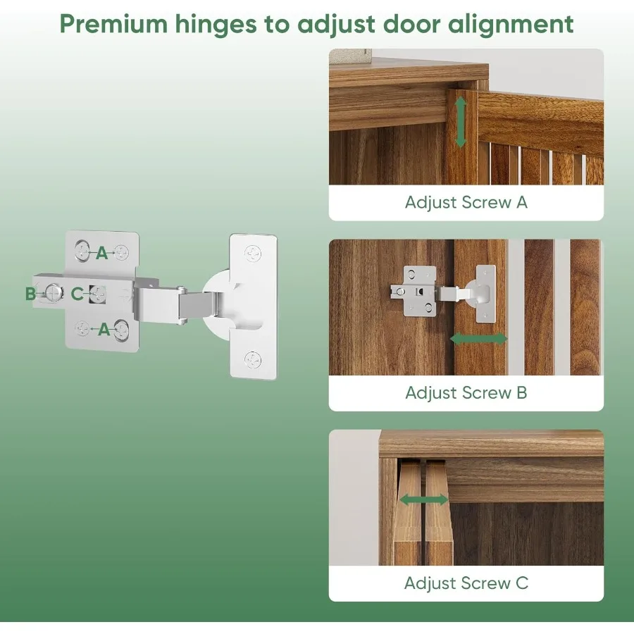 خزانة بوفيه مع تخزين 63 خزانة جانبية من خشب الجوز مع أبواب شبكية، رف قابل للتعديل، خزانة تخزين بار القهوة الخشبية للمطبخ L #5