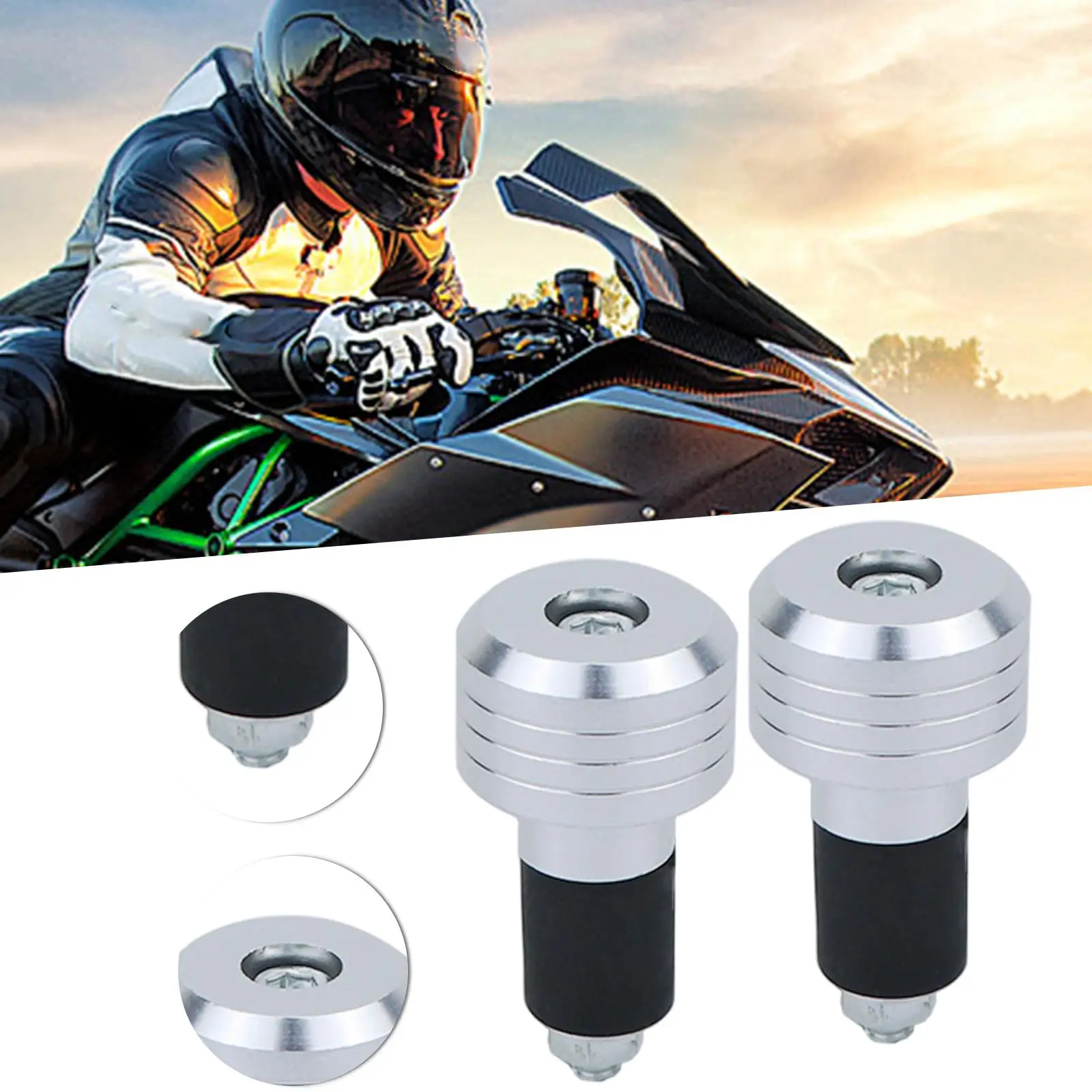 Universal 2Pcs Alloy Motorcycle Grip Ends Anti-Vibration Handlebar End Plugs Handle Bar Slider Caps Weighted Plugs Modification