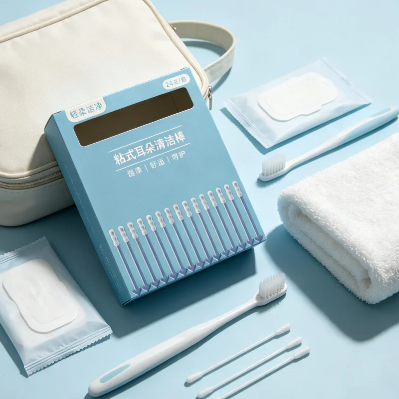 Disposable Sticky Ear Swabs 24PCS/Box Soft Silicone Ear Cleaner Sticky Earwax Remover Stick Portable Ear Care Tool for Adults