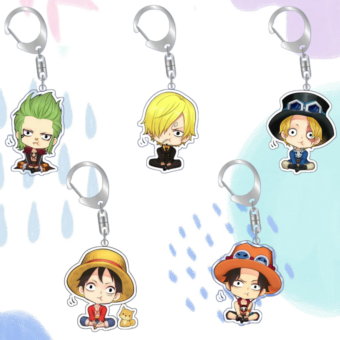 

Anime Collection Peripheral Q Version Anime Character Acrylic Keychain for One Piece Monkey D. Luffy Portgas D. Ace Bartolomeo