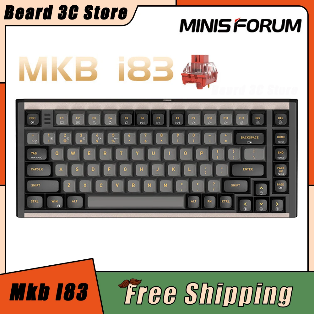 

Minisforum Mkb I83 Mechanical Keyboard Aluminum Alloy Tri Mode RGB Bluetooth Gaming Keyboard Hotswap Pc Accessories Game Gifts