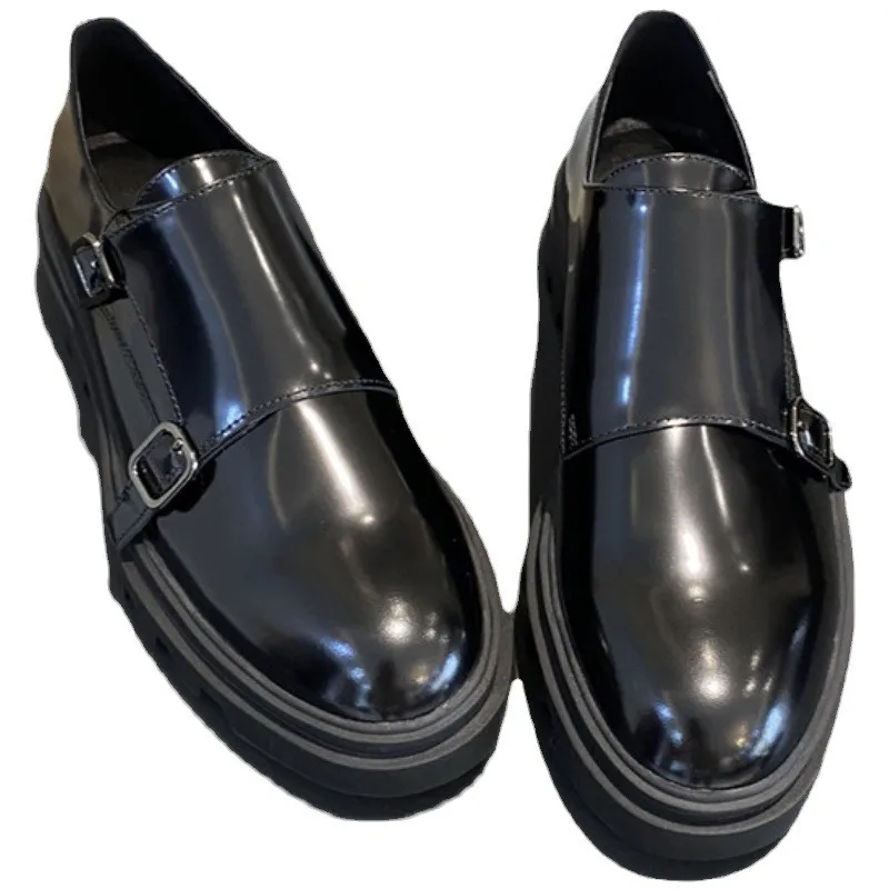 British style niche simple new real soft leather deep mouth loafers increase small leather shoes single shoess