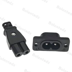 Bolantedz 1Pcs C8 male power socket C7 female plug power outlet embedded electric connector connector 35mm*15mm AC 2.5A 5A 250v