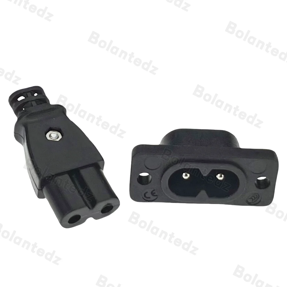 Bolantedz 1 szt. C8 męskie gniazdo zasilania C7 wtyk żeński gniazdko elektryczne wbudowane złącze elektryczne złącze 35mm * 15mm AC 2,5A 5A 250v
