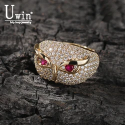 Uwin Owl Cz Rings For Men Fashion Personalized Hip Hop Jewelry Iced Out Cubic Zirconia Ring Holiday Gifts