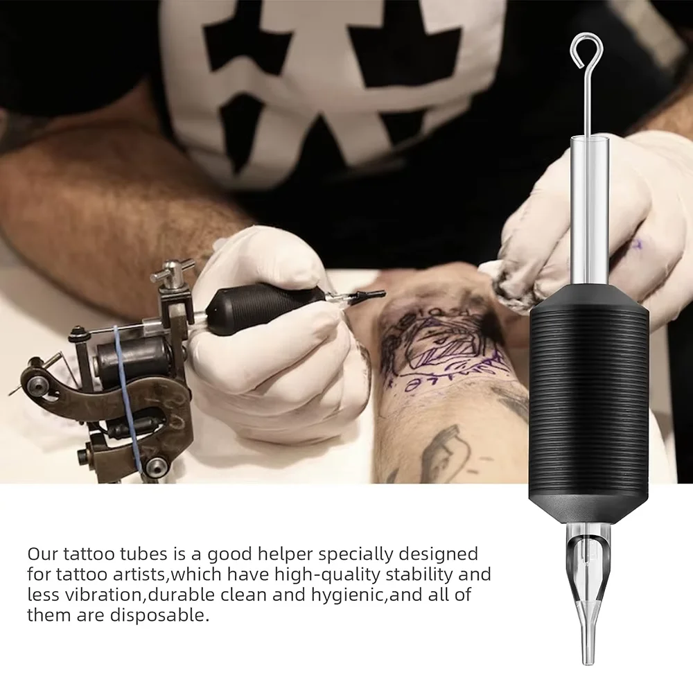 5-20 قطعة 25 مللي متر المتاح الوشم القبضات أنبوب الأسود سيليكون الوشم القبضات مع نصائح واضحة 3R 5R 7R 9R البلاستيك 1 بوصة قبضة الوشم #6