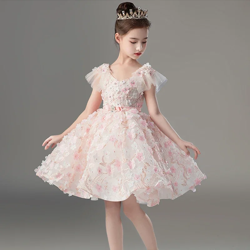 

Flower Girl Party Birthday Dresses for Wedding Bridemaid Formal Occasion Dress Luxury Princess Pageant Short Evening Gowns Child