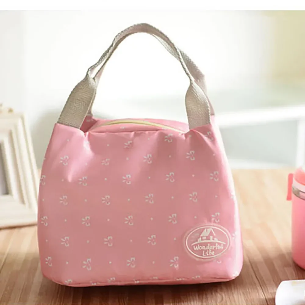 Striped Dot Portable Lunch Bag Thermal Insulated Cold Keep Food Safe Warm Lunch Bag Tote for Girl Women Insulation Lunch Box Bag