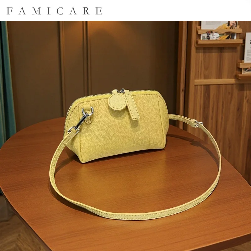 

Korean Genuine Leather Shoulder Bag Women Versatile Dumpling Bag Lady Daily Casual Mini Messenger Bag Fashion Crossbody Bag New