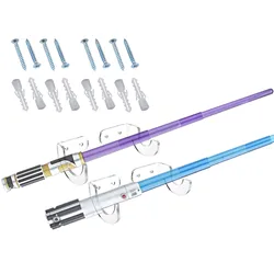 Lightsaber Wall Mount Acrylic Display Stand Deluxe 2 Set Universal Handheld Horizontal Light Saber Holder Includes Hardware