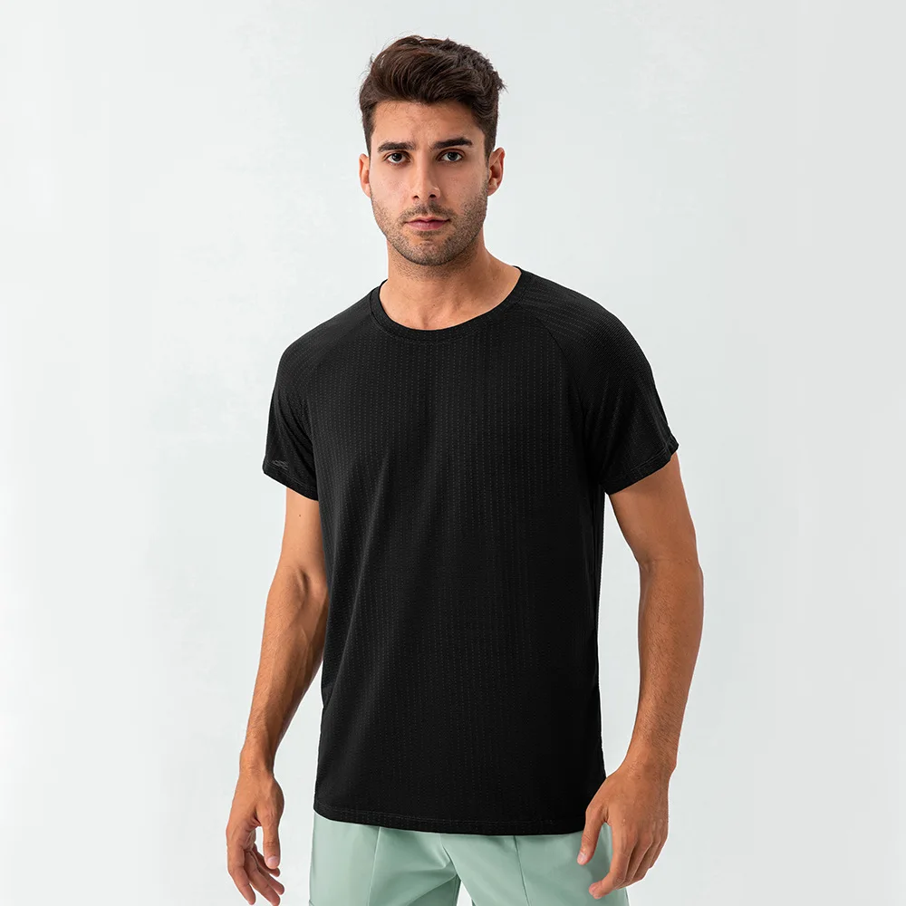 Men's Quick Dry Short Sleeve Sport Tops Gym Running Moisture Wicking Round Neck T-Shirt Training Sport Shirt Gym Tee