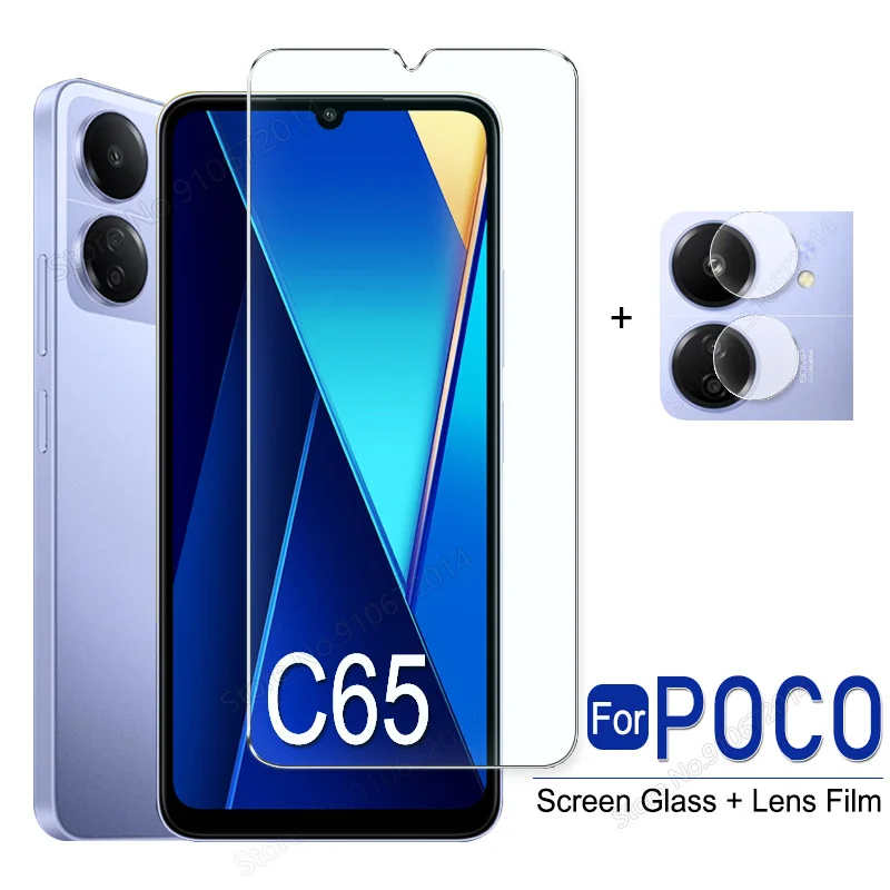 2/4/6/8/10 in 1 For POCO C65 9H Full Glue Tempered Glass For POCO C40 Back Lens Screen Protector Film For POCO M5S M5 Front Glas