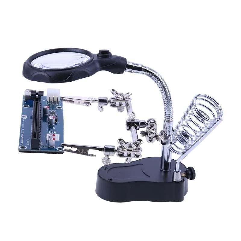 Desktop Magnifier Welding Magnifying Glass LED Holder Soldering Repair Tool Loupe Third Hand for Soldering Inspection Mirror