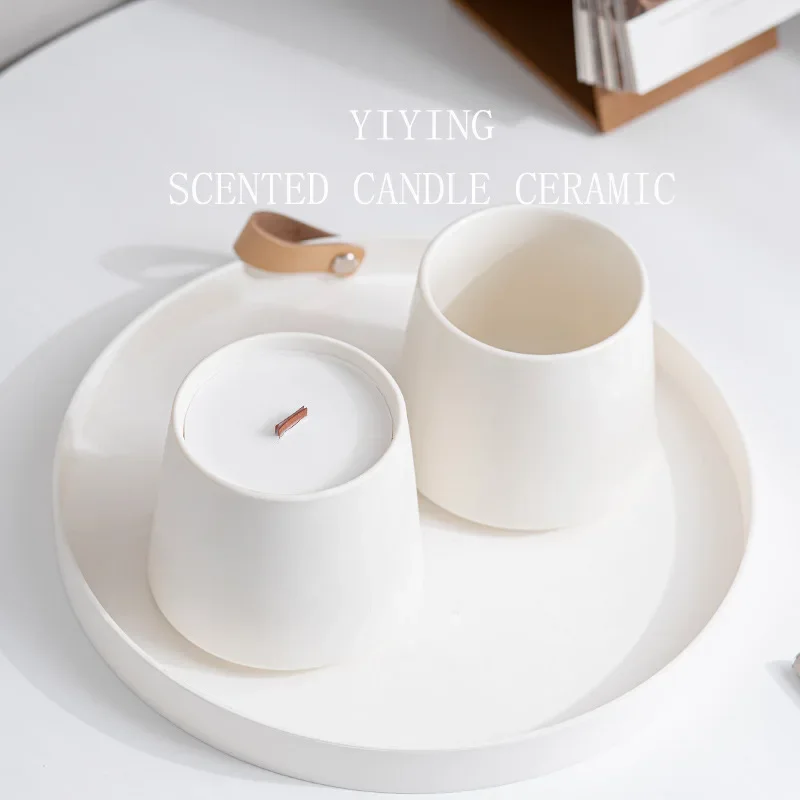 

White Porcelain Ceramic Candle Empty Cup DIY Making Aromatherapy Candle Cup Soy Wax Container m