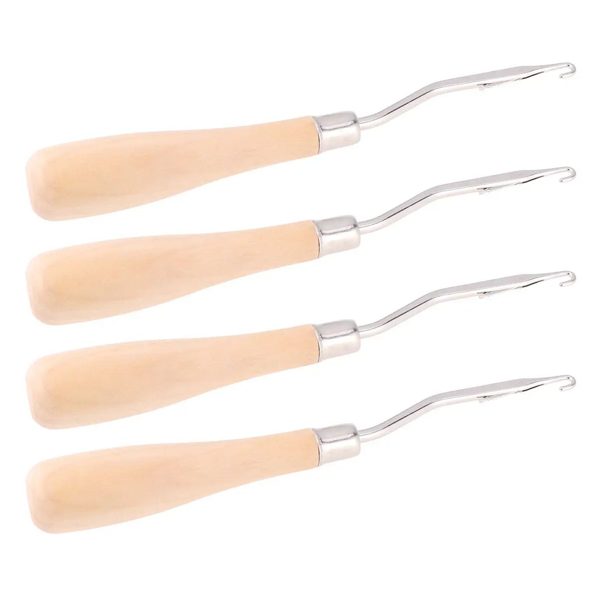 4Pcs Carpet Hook Needles Knitting Tools Premium Wood Handle Easy Knit Weaving Needles for Female Carpet Hook Needle