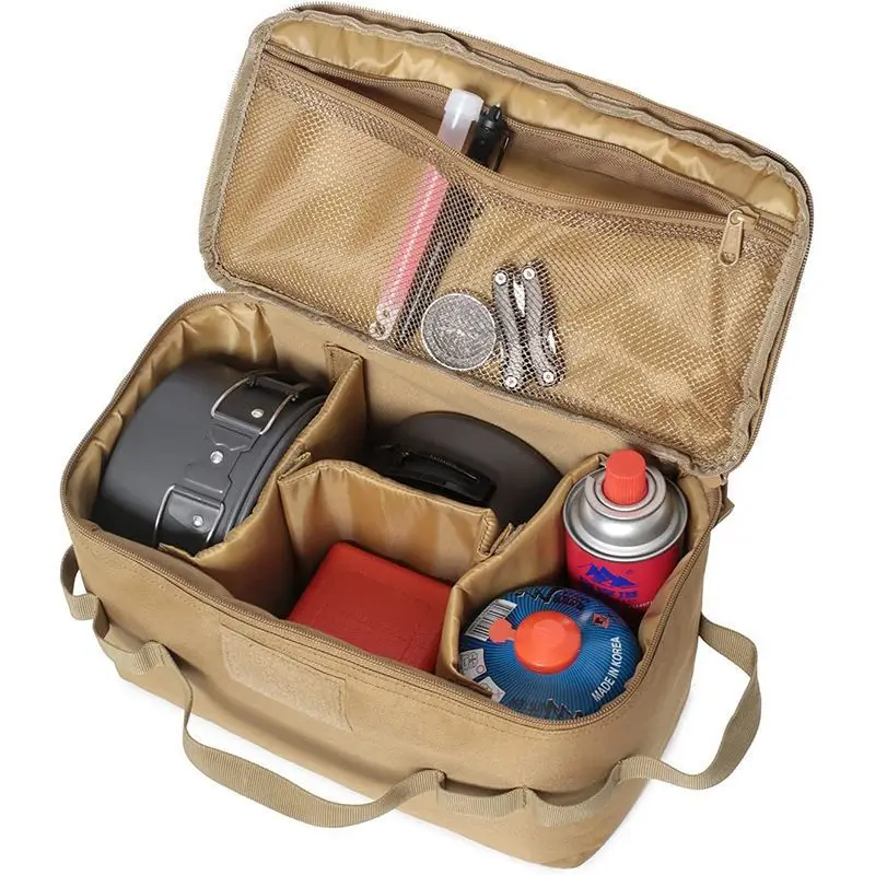 Bolsa de almacenamiento de vajilla de Picnic para acampar al aire libre, herramientas diversas multifuncionales, bolso de almacenamiento, estufa, bolsa de recipiente de Gas alpino