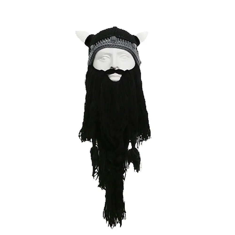 Halloween  Big Beard sharp Horns Cosplay Pirate  Performance Costume Man Halloween Party Hat