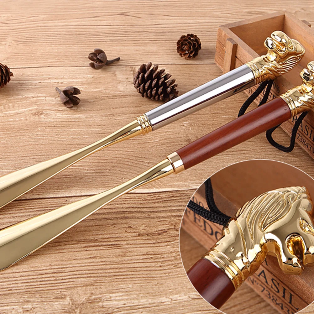 

Lion Head Shoehorn 32Cm Silver Metal Practical Shoe Hole Non-Slip Shoes Lifter For Elderly Kids Pregnant Women Durable Thick