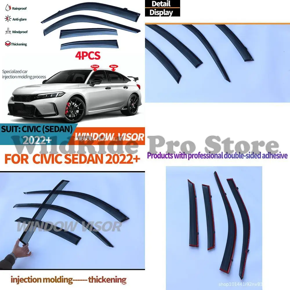 

1 set For Honda 11th Generation Civic 2023 Model Rain Visor Window Sun Shade Deflector