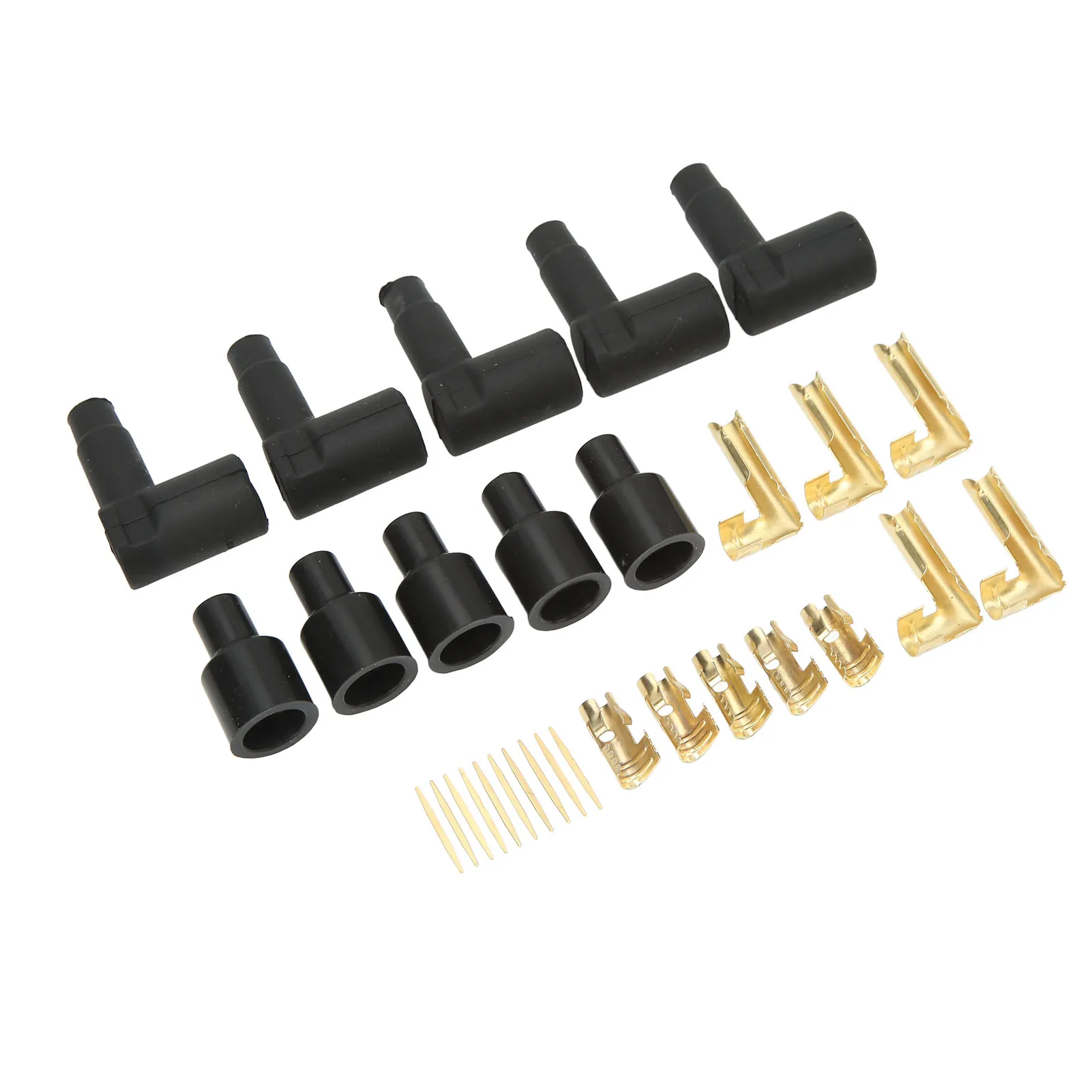 30PCS Spark Plug Coil Wire Boot Black Rubber Material Terminal Kit Fit for 6‑10mm Wires