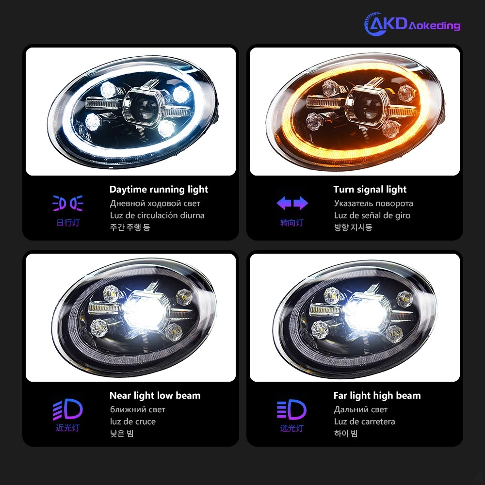 AKD Car Styling for VW Beetle Headlights 2013-2020 Beetle LED Headlight DRL Head Lamp LED Projector High Low Beam Accessories view 3