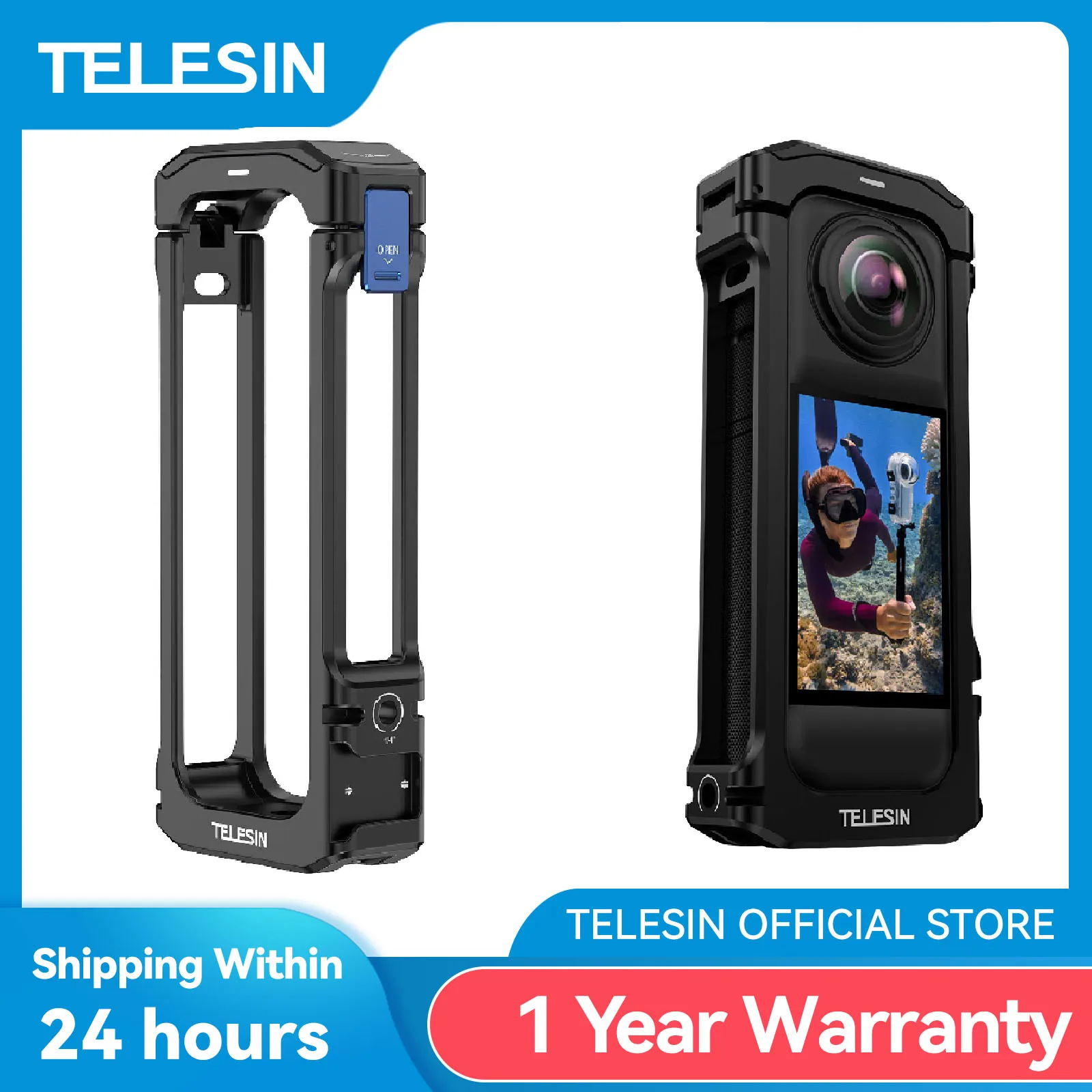 

TELESIN Aluminium Alloy Frame Case For Insta 360 X4 Vertical shot Low Weight Protective shell For Insta 360 X4 Action camera