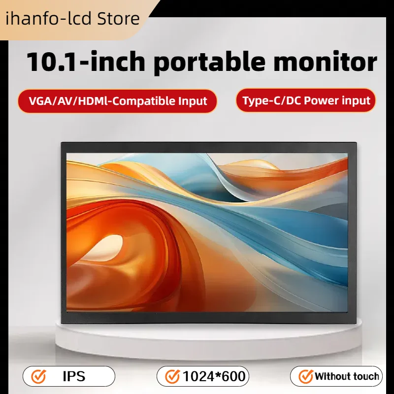

laptop 10-Inch Mini IPS Monitor 1024x600 high pixel LCD Screen Display With HD/VGA/AV Video Input For Home Security Camera