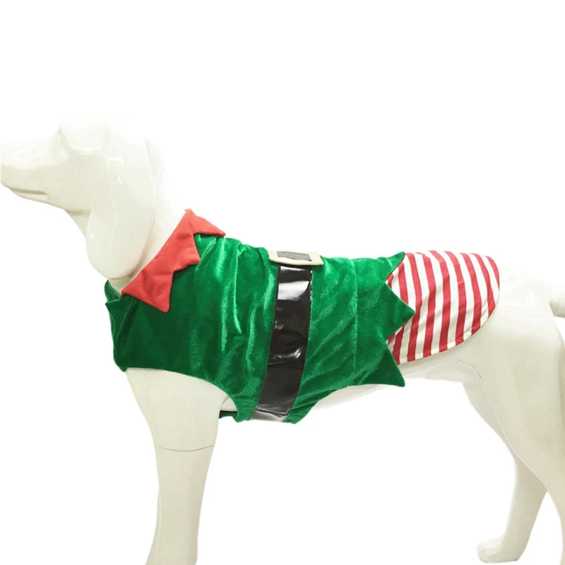 Pet Dog Christmas Jacket Christmas Green Elf Pet Transform Cosplay Dog Chihuahua Atmosphere Fall Winter Costume Puppy Vest Coat