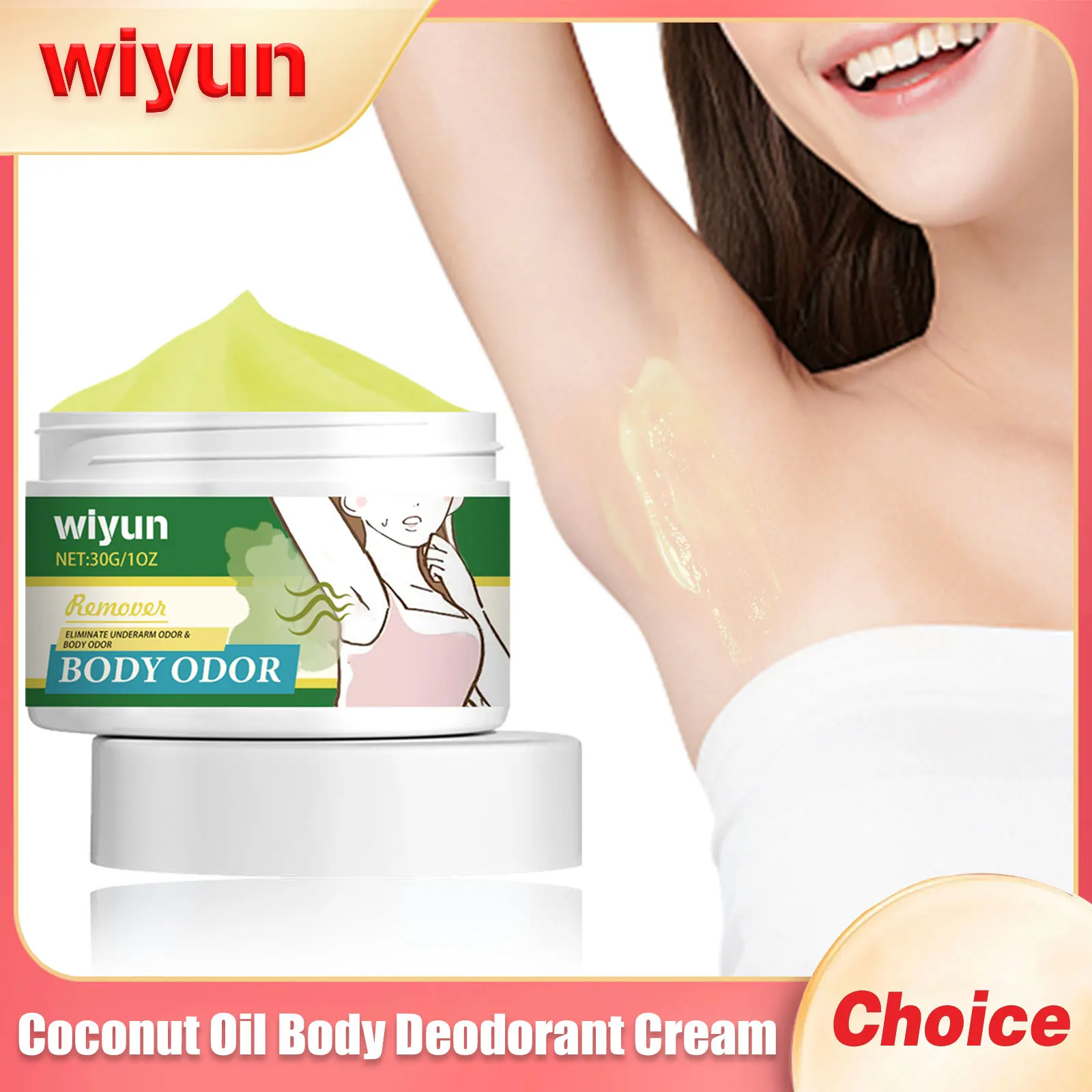 Wiyun Coconut Oil Body Deodorant Cream Lasting Aroma Reduce Bad Smell Refresh Underarm Skin Care Armpit Sweat Odor Removal Cream