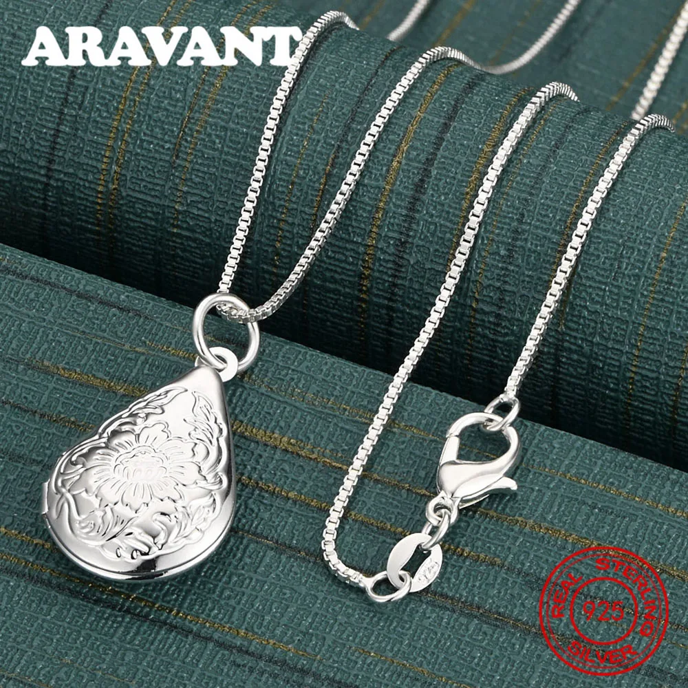 

925 Sterling Silver Pattern Oval Pendant Necklace Women'S Exquisite Cute Wedding Party Jewelry