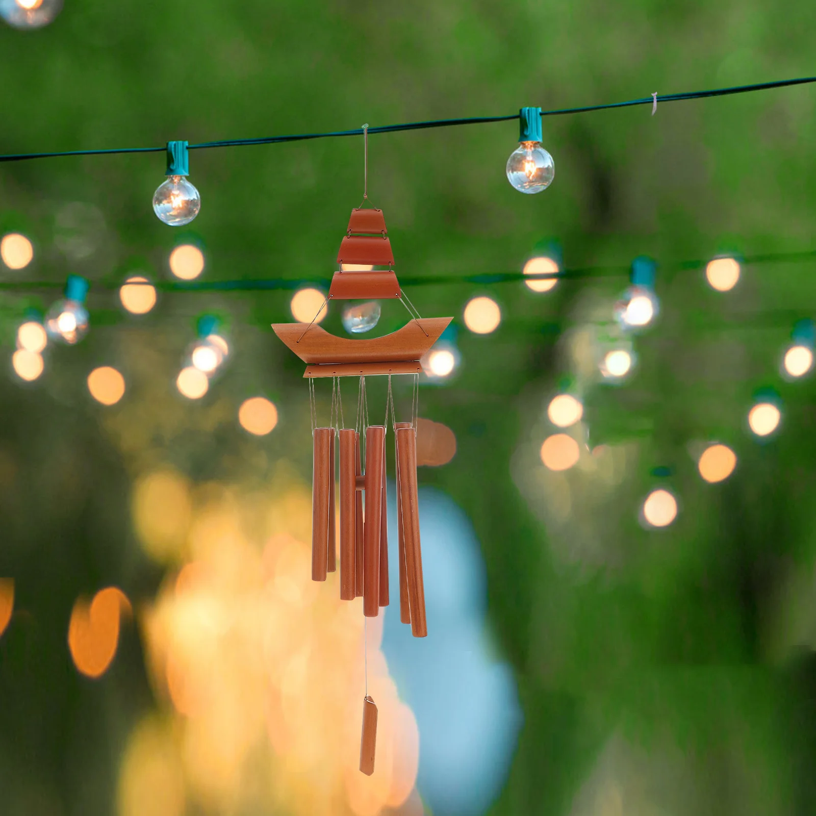 

Sailboat Wind Chime Bamboo Pendant For Home Garden Balcony Yard Indoor Outdoor Decor Wind Bell Hanging Decoration