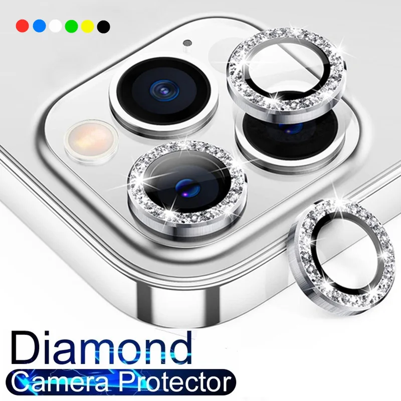 Metal Diamond Camera Lens Protector For iPhone 16 Pro Max Protective Glass iPhone 11 15 13 14 Plus 12 Mini Lens Screen Protector