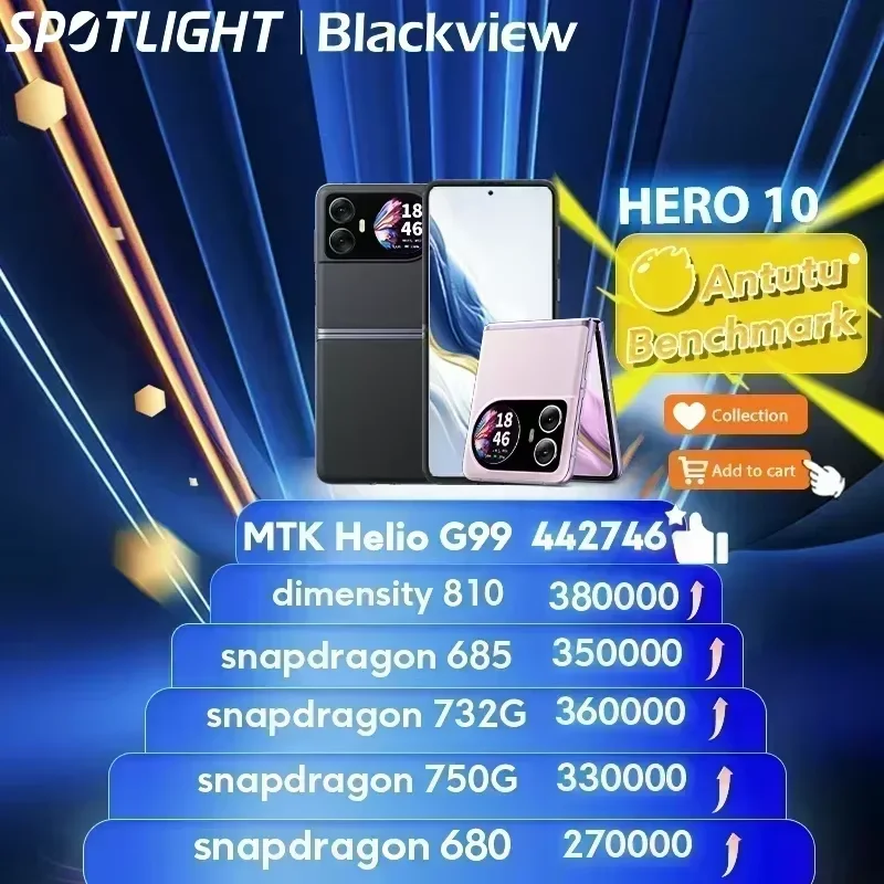 World Premiere Blackview HERO 10 Smartphone 6.9 inch AMOLED Folding Display 12GB 256GB 108MP Camera MTK Helio G99 45W Charging